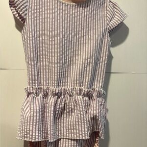 Ruffle Butts Pink and White Striped Top